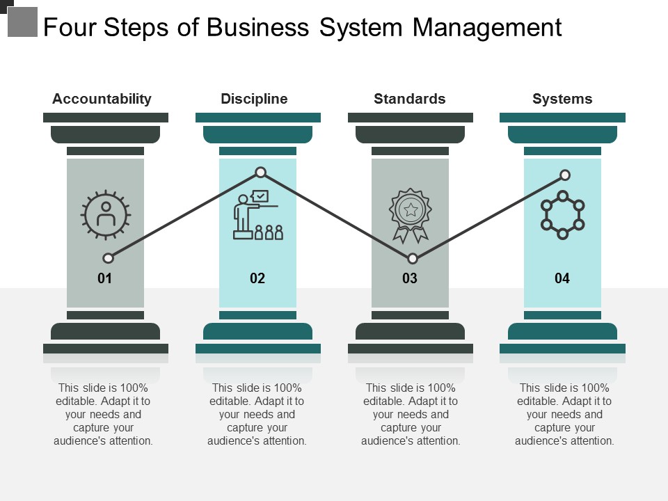 Four Steps Of Business System Management Ppt Powerpoint Presentation Styles Format
