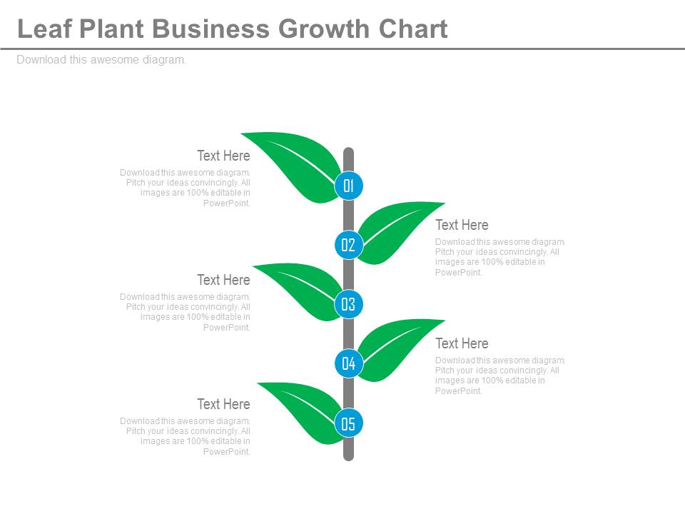 Four Steps Plant Business Growth Chart Powerpoint Template