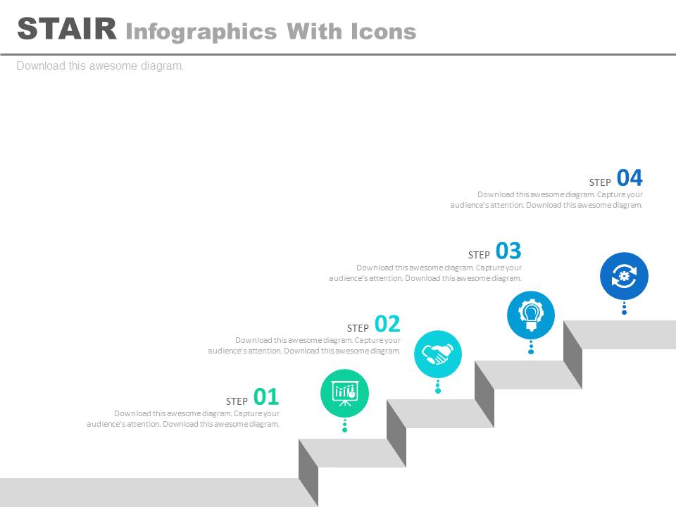 Four Steps Stair Infographics Design Powerpoint Template