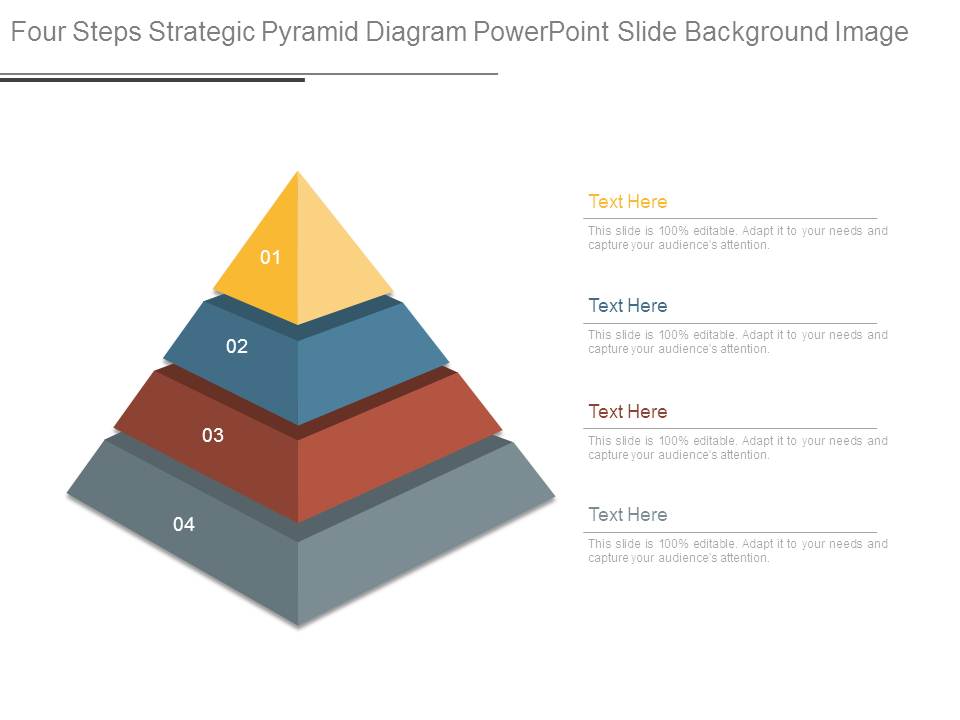 Four Steps Strategic Pyramid Diagram Powerpoint Slide Background Image