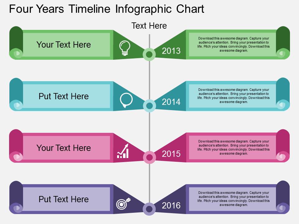 Four Years Timeline Infographic Chart Powerpoint Template