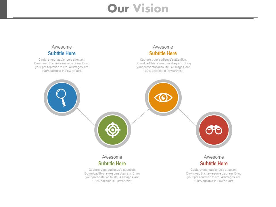 Four Zigzag Circles With Icons Powerpoint Slides