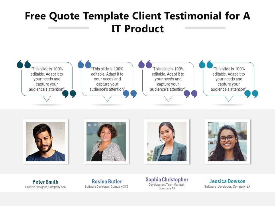 Free Quote Template Client Testimonial For A IT Product Ppt PowerPoint Presentation File Topics PDF
