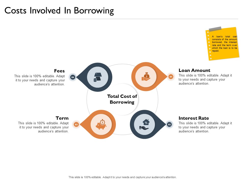 Freehold Property Business Plan Costs Involved In Borrowing Ppt PowerPoint Presentation Gallery Portfolio PDF