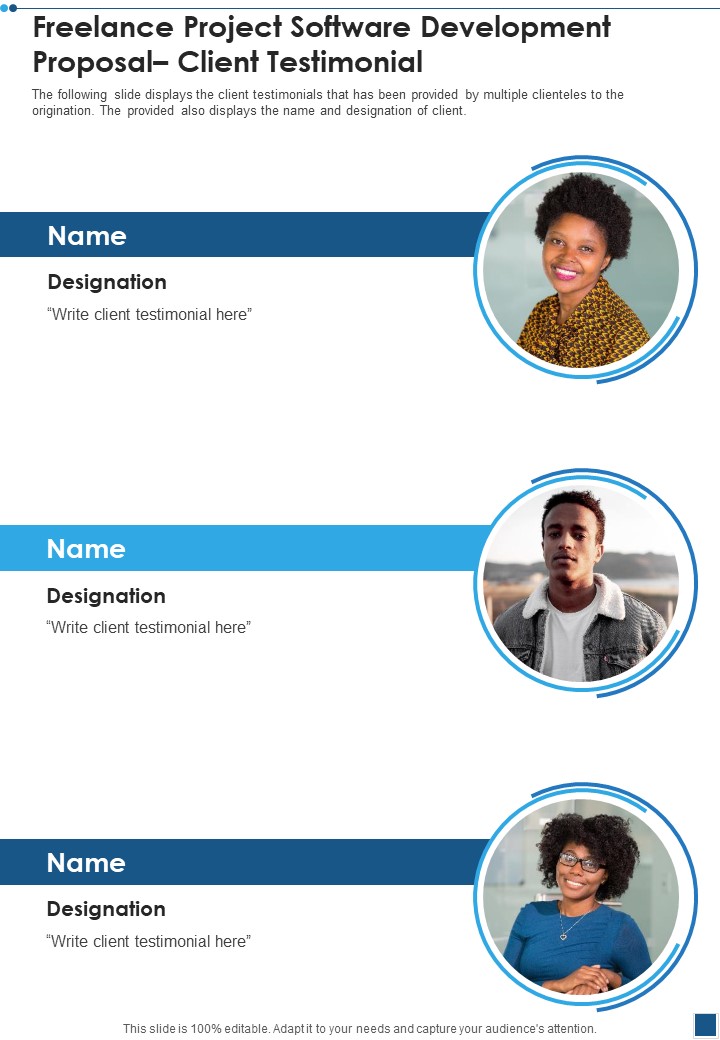 Freelance Project Software Development Proposal Client Testimonial One Pager Sample Example Document