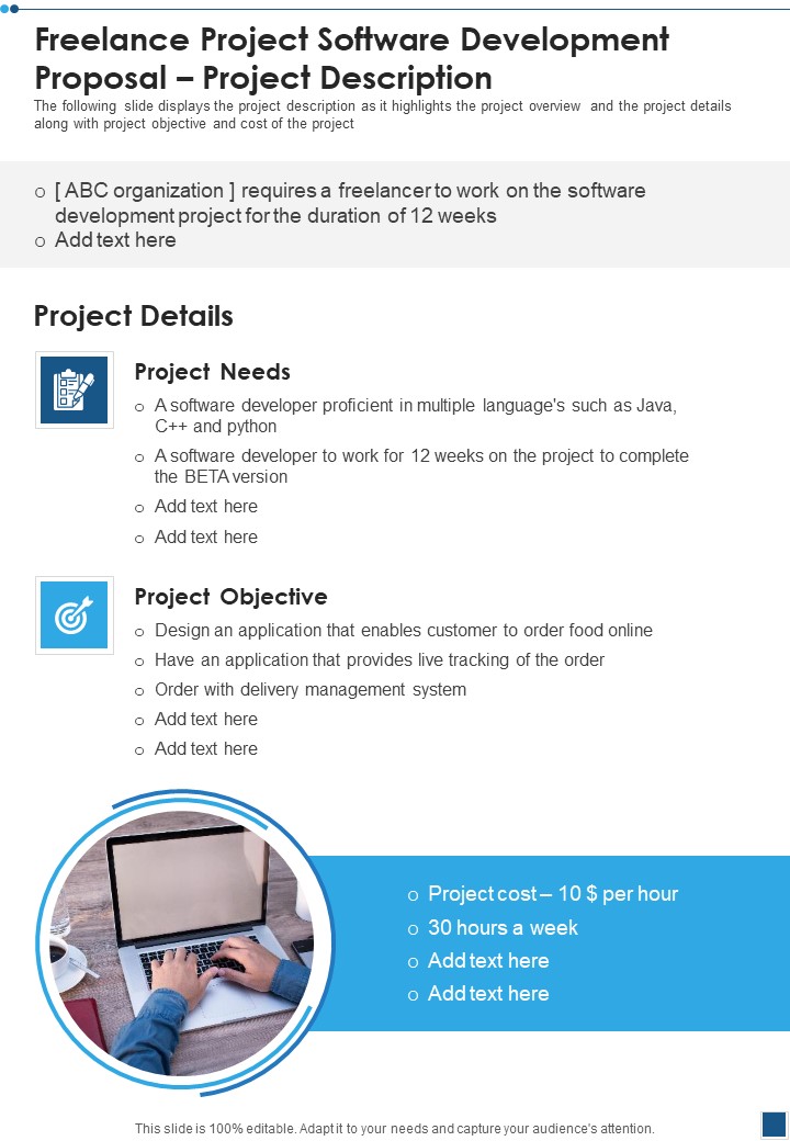 Freelance Project Software Development Proposal Project Description One Pager Sample Example Document