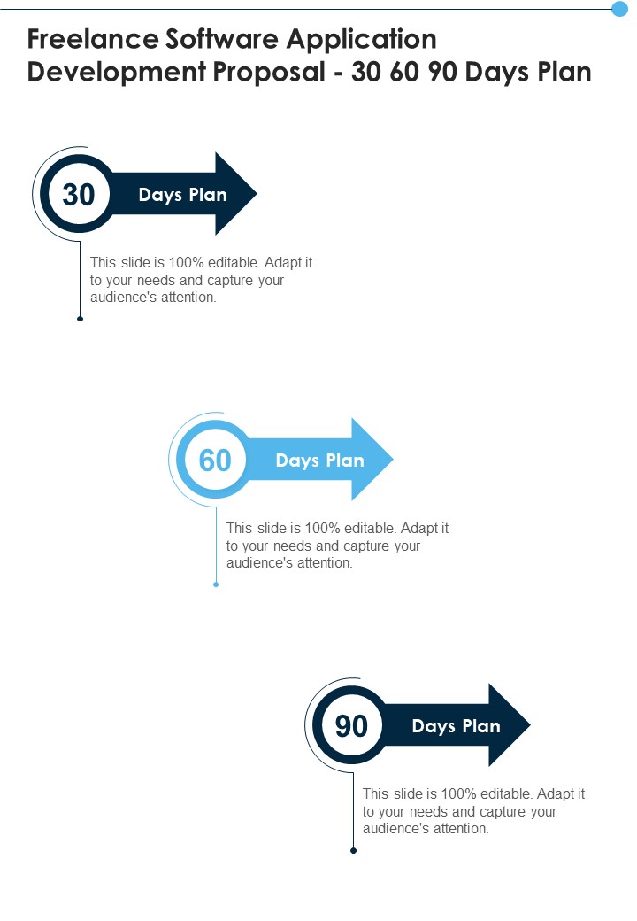 Freelance Software Application Development Proposal 30 60 90 Days Plan One Pager Sample Example Document