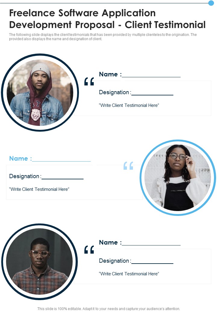 Freelance Software Application Development Proposal Client Testimonial One Pager Sample Example Document
