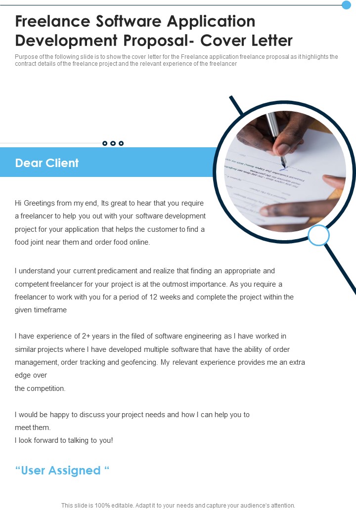 Freelance Software Application Development Proposal Cover Letter One Pager Sample Example Document