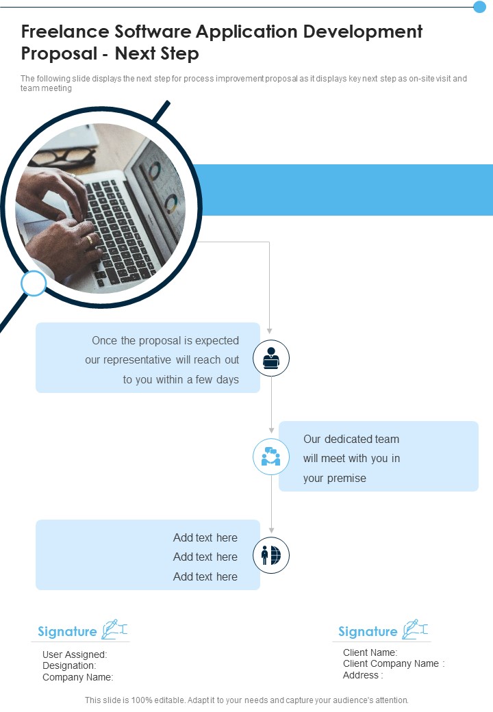 Freelance Software Application Development Proposal Next Step One Pager Sample Example Document