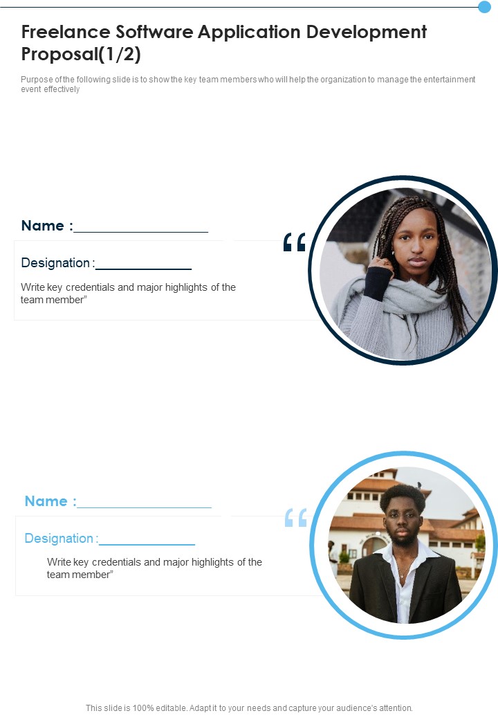 Freelance Software Application Development Proposal One Pager Sample Example Document