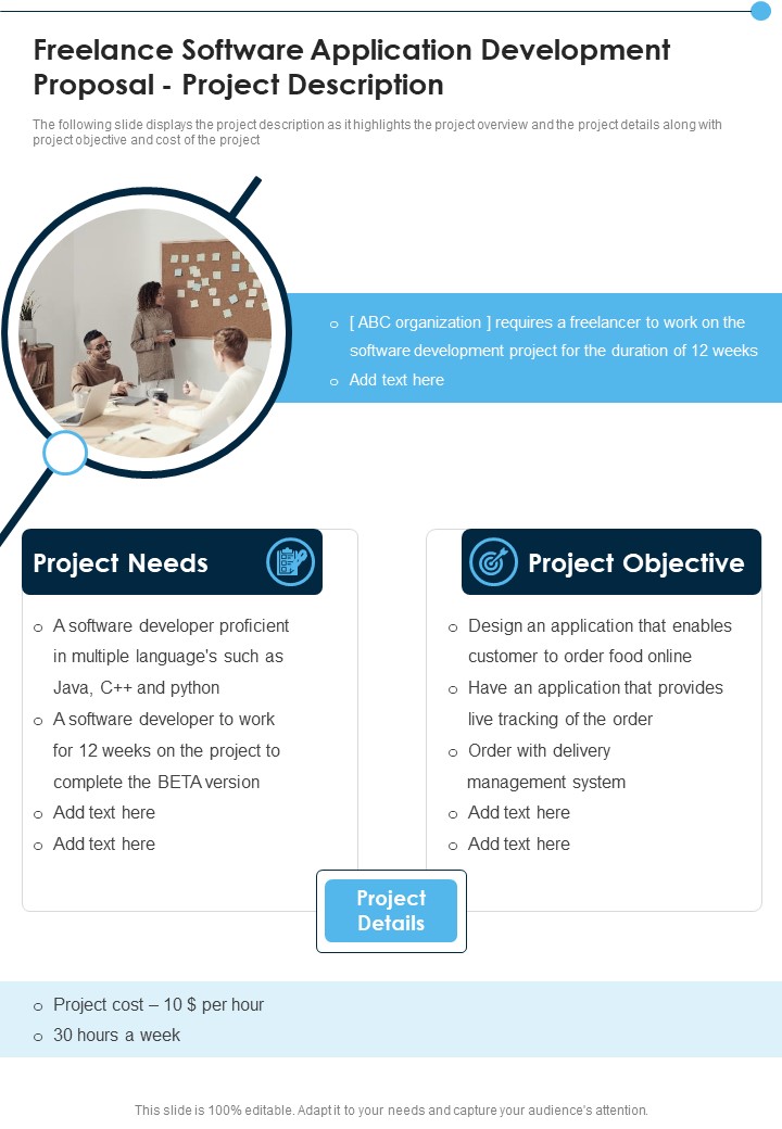 Freelance Software Application Development Proposal Project Description One Pager Sample Example Document