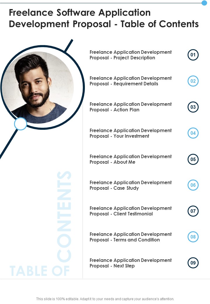Freelance Software Application Development Proposal Table Of Contents One Pager Sample Example Document