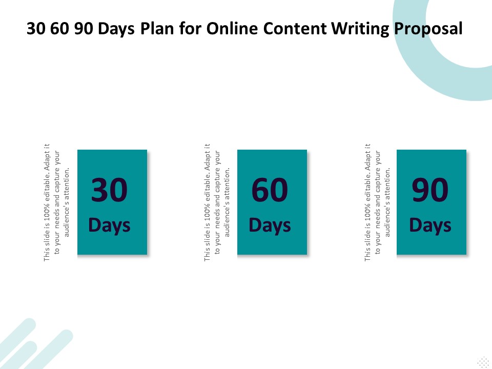 Freelance Writing 30 60 90 Days Plan For Online Content Writing Proposal Ideas PDF