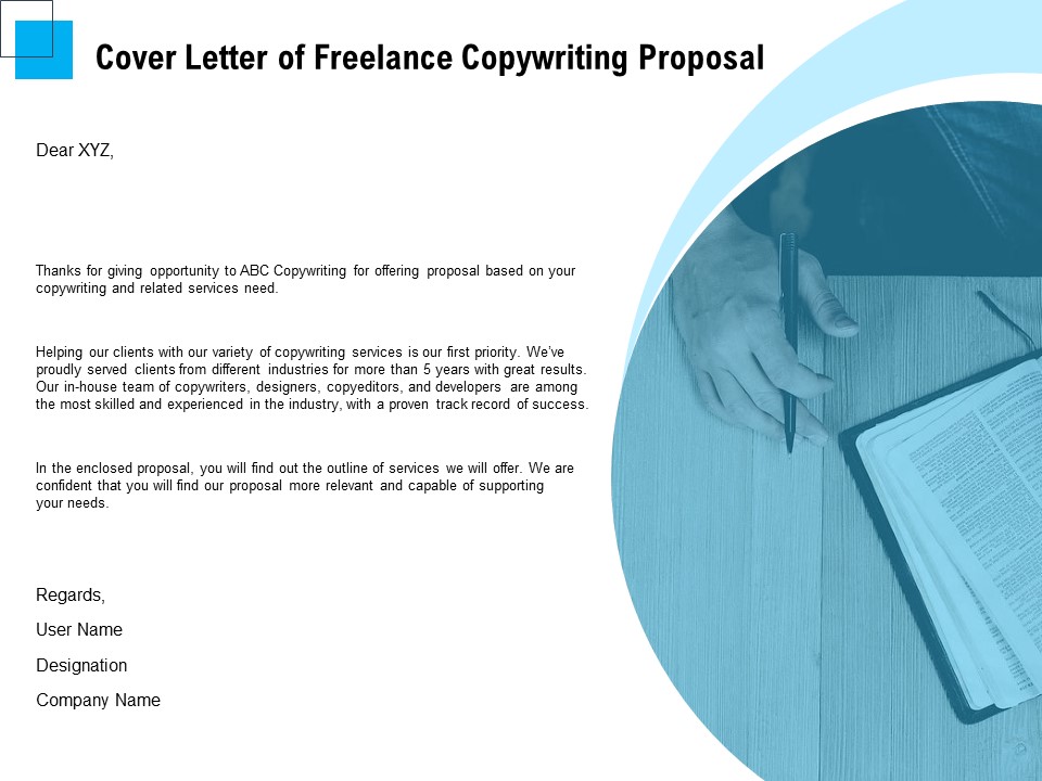 Freelancer RFP Cover Letter Of Freelance Copywriting Proposal Ppt PowerPoint Presentation Gallery Background Images PDF