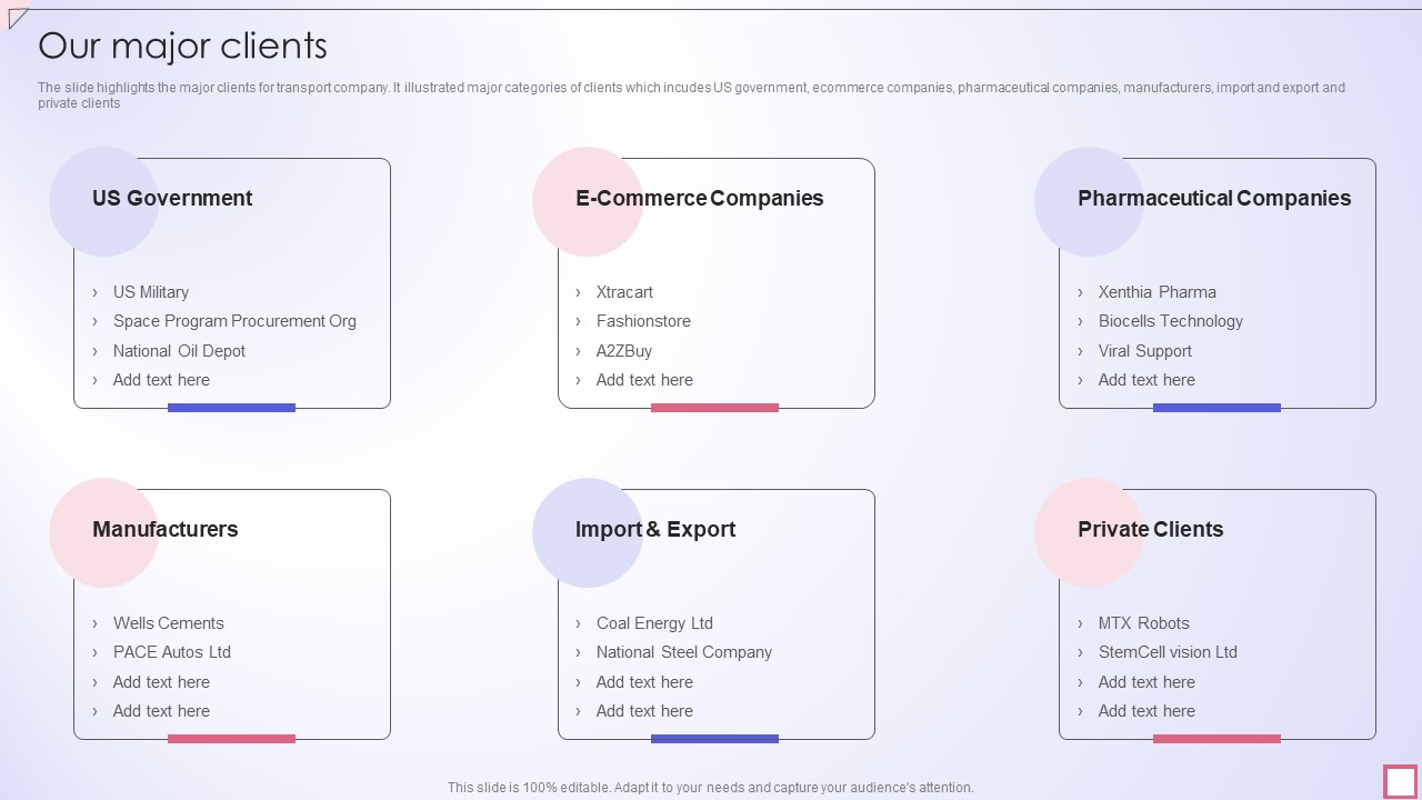Freight Shipping Company Profile Our Major Clients Icons PDF