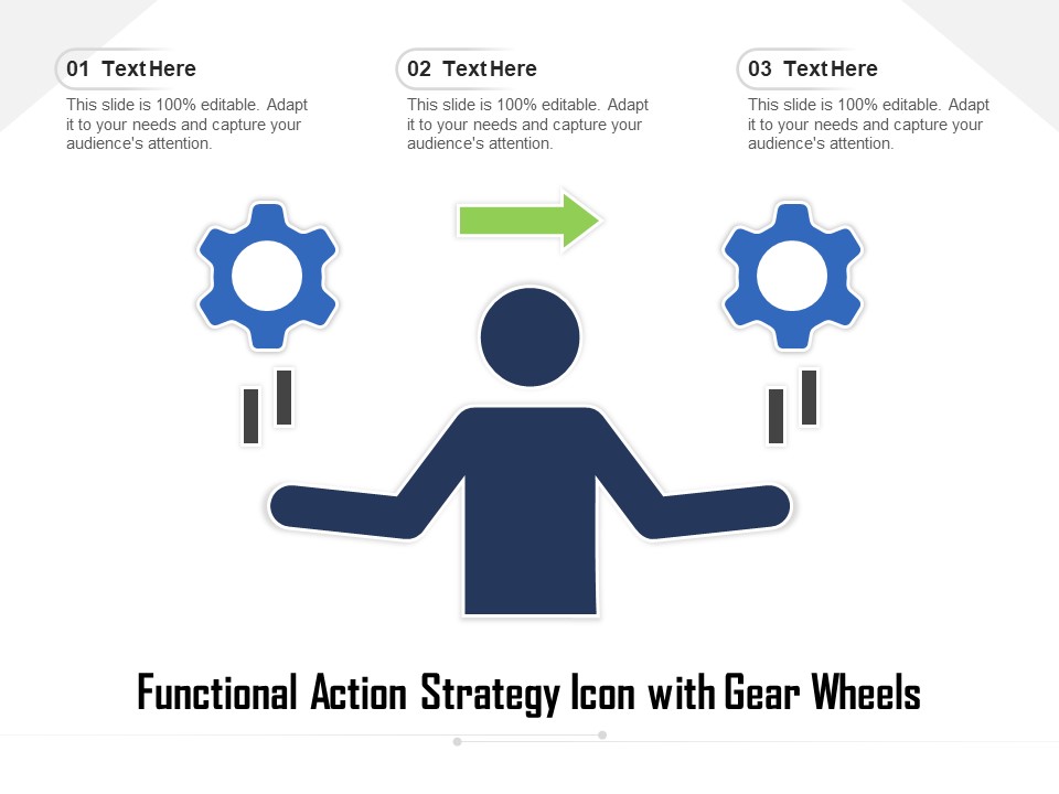 Functional Action Strategy Icon With Gear Wheels Ppt PowerPoint Presentation Outline Designs PDF