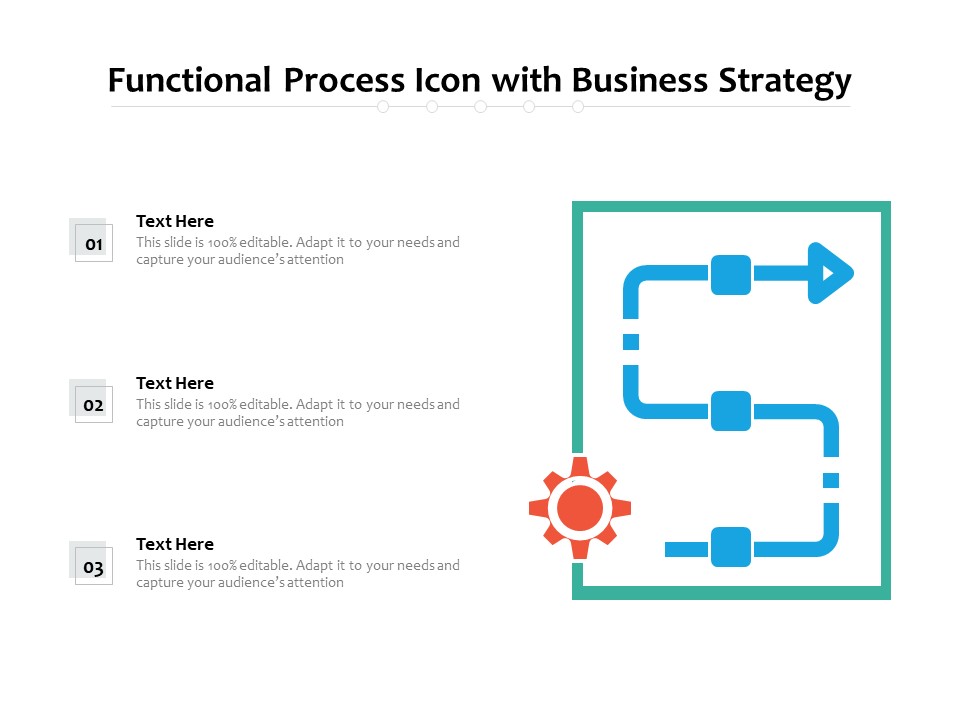 Functional Process Icon With Business Strategy Ppt PowerPoint Presentation Gallery Show PDF