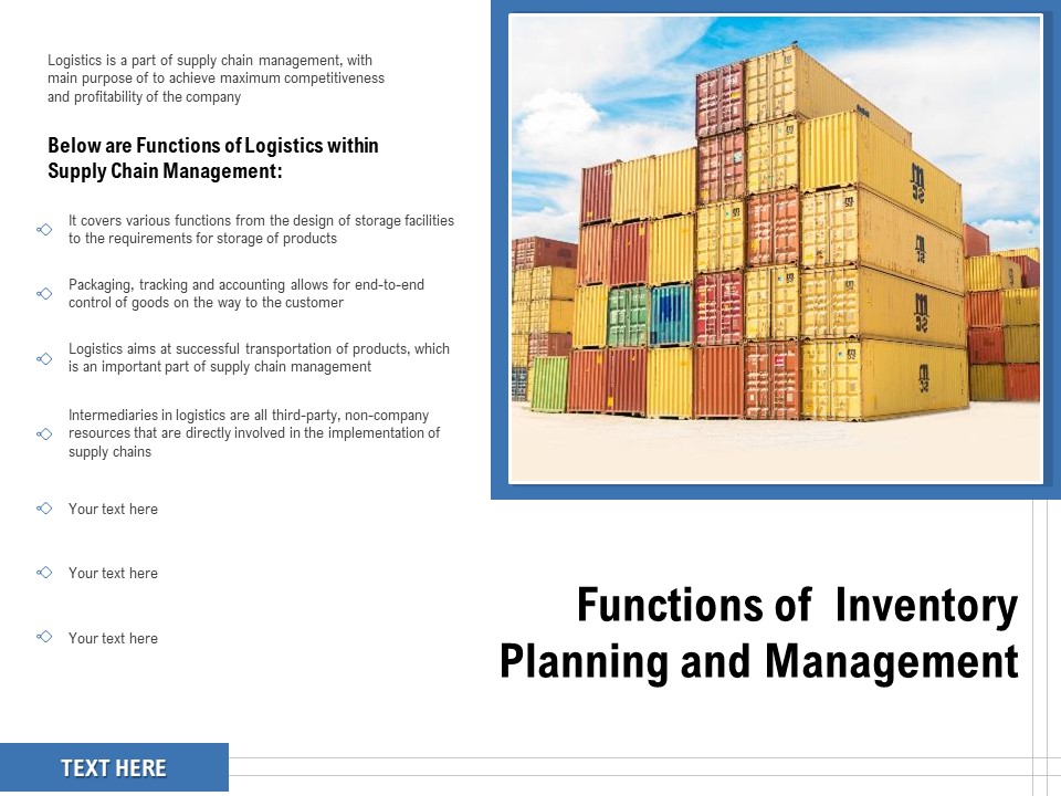 Functions Of Inventory Planning And Management Ppt PowerPoint Presentation Outline Model PDF