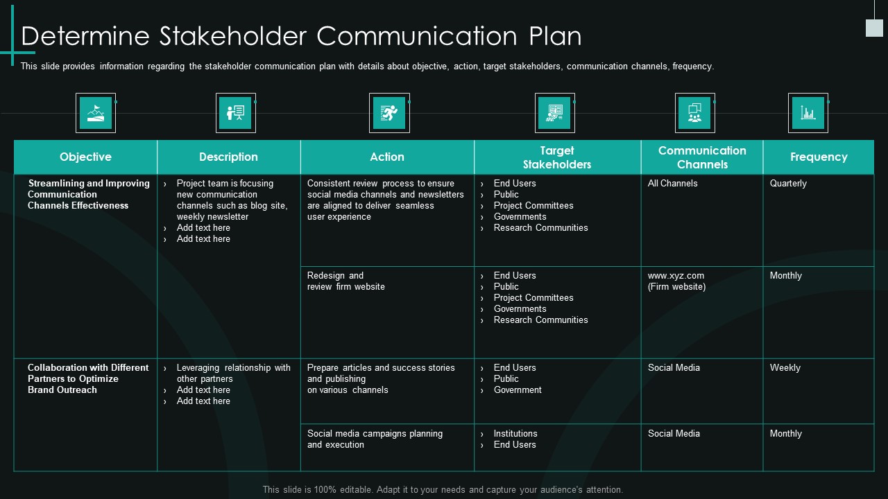 Fundamental PMP Elements Of IT Projects IT Determine Stakeholder Communication Plan Icons PDF