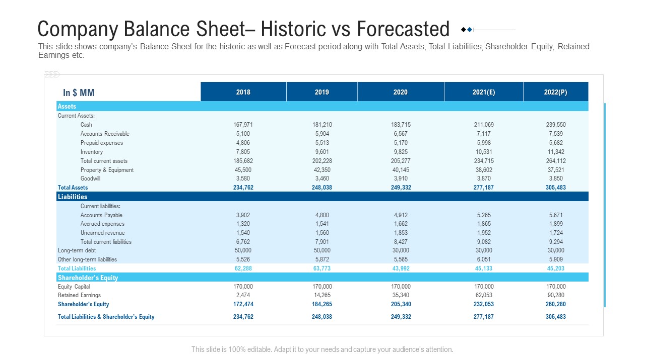 Funding Deck To Raise Grant Funds From Public Organizations Company Balance Sheet Historic Vs Forecasted Download PDF