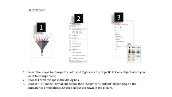 Funnel Diagram With Monetary Outcome Powerpoint Templates