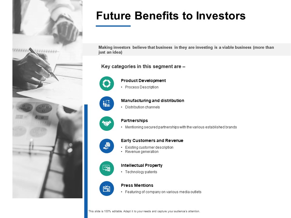 Future Benefits To Investors Product Development Ppt PowerPoint Presentation Infographics Skills