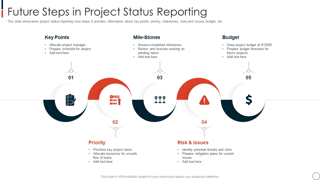 Future Steps In Project Status Reporting Icons PDF