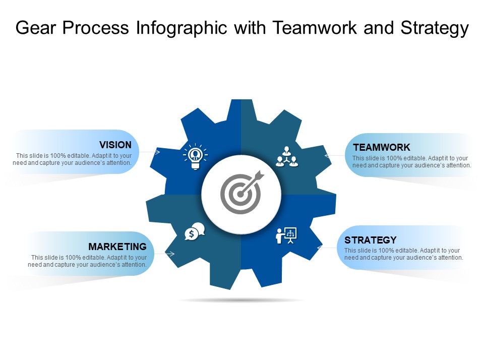 Gear Process Infographic With Teamwork And Strategy Ppt PowerPoint Presentation Infographic Template Infographics PDF