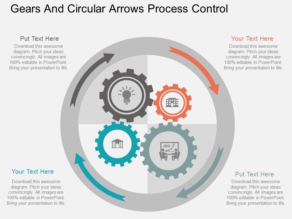 Gears And Circular Arrows Process Control Powerpoint Template