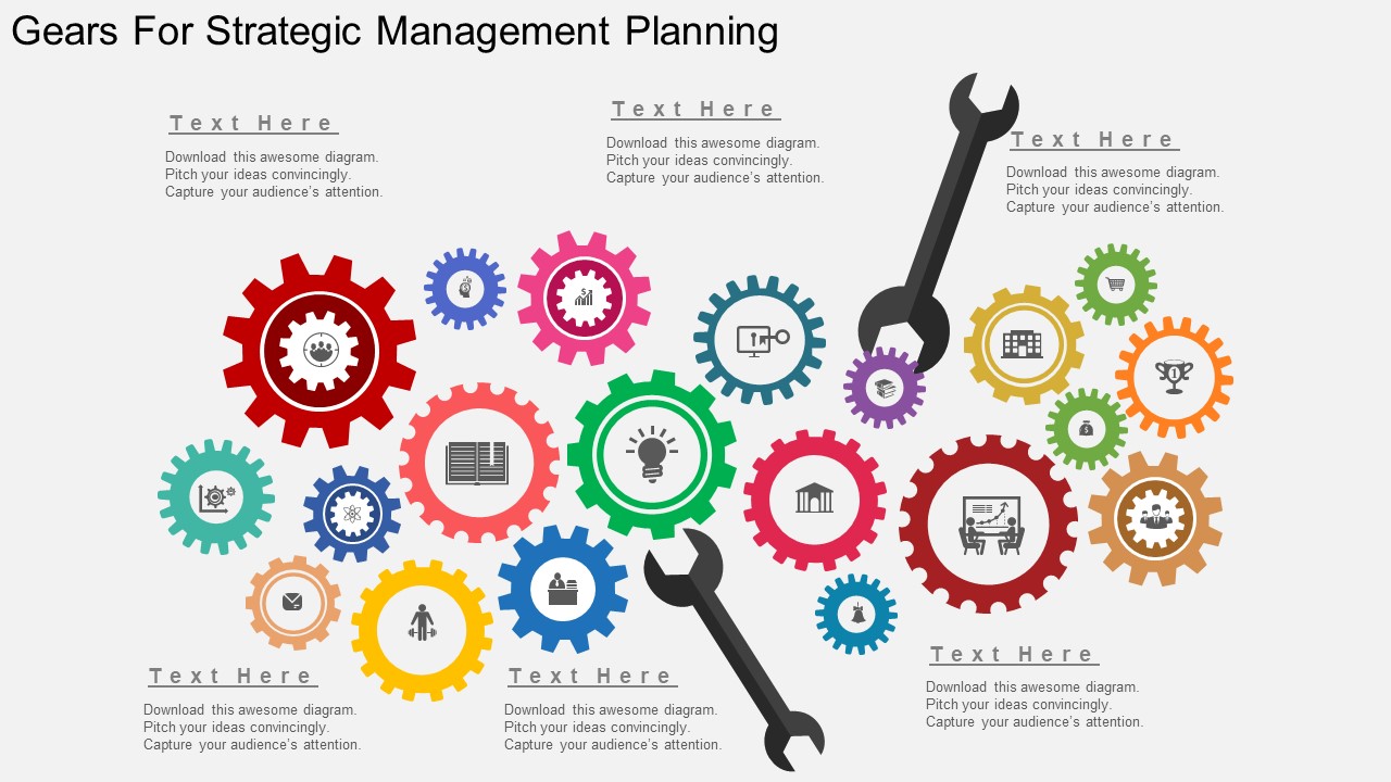 Gears For Strategic Management Planning Powerpoint Template