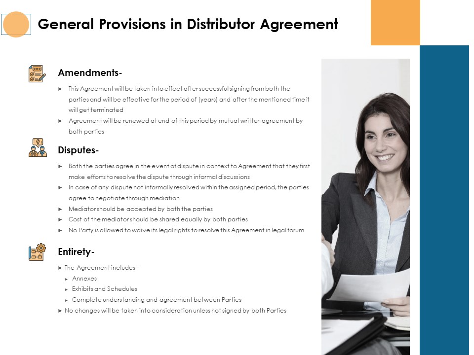 General Provisions In Distributor Agreement Disputes Ppt PowerPoint Presentation Model Background Images