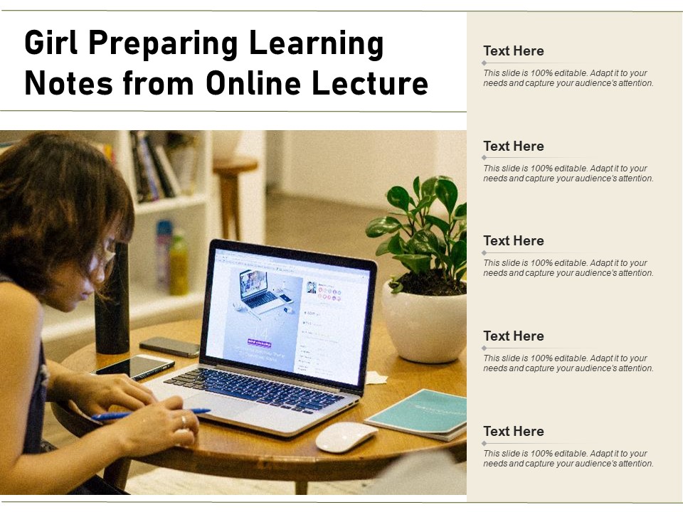 Girl Preparing Learning Notes From Online Lecture Ppt PowerPoint Presentation Icon Master Slide PDF