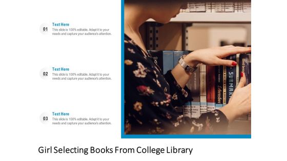 Girl Selecting Books From College Library Ppt PowerPoint Presentation Gallery Designs Download PDF