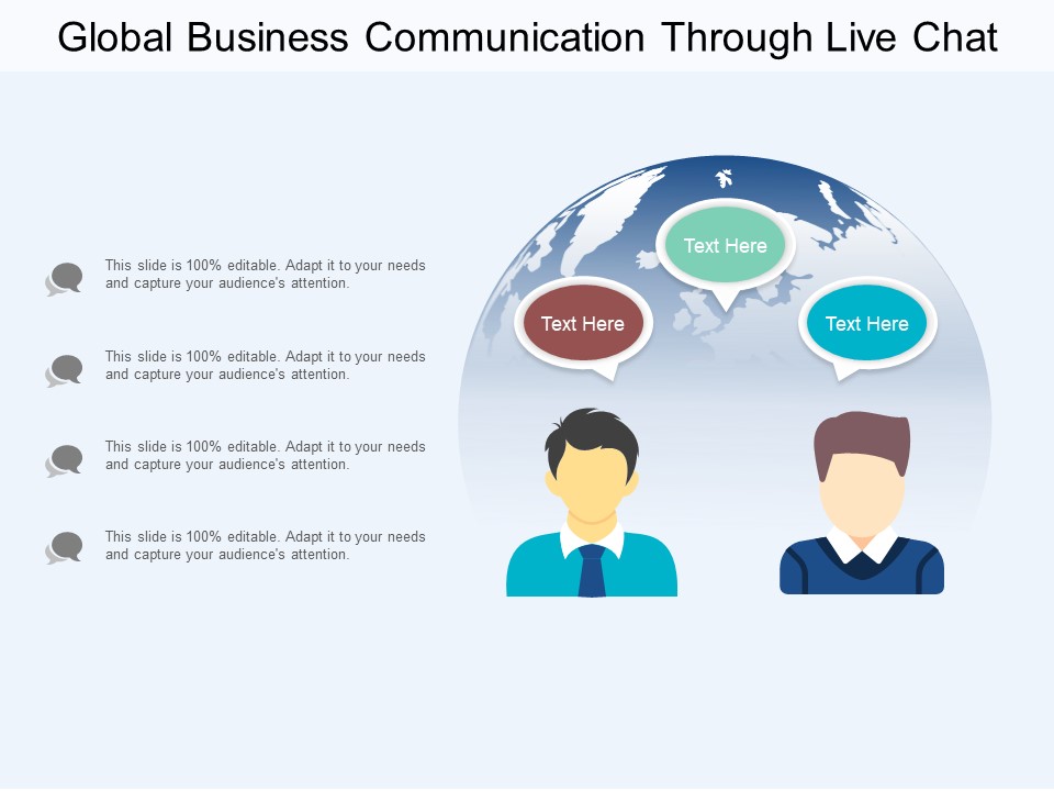 Global Business Communication Through Live Chat Ppt PowerPoint Presentation Portfolio Designs