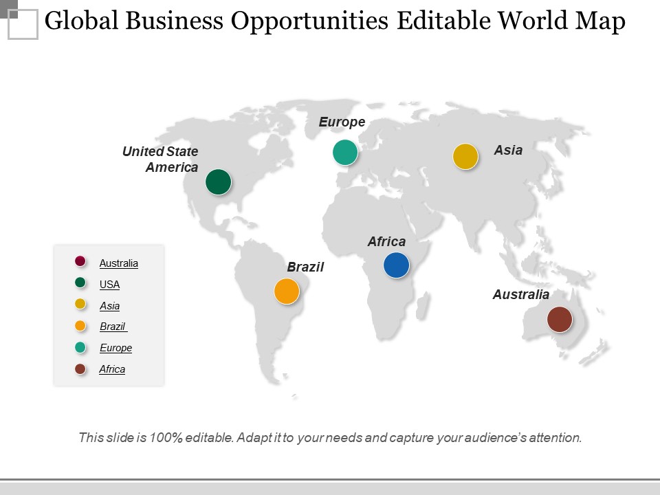 Global Business Opportunities Editable World Map Ppt PowerPoint Presentation Styles Background Image