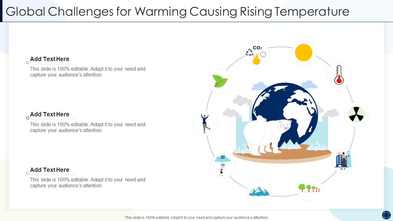 Global Challenges For Warming Causing Rising Temperature Mockup PDF