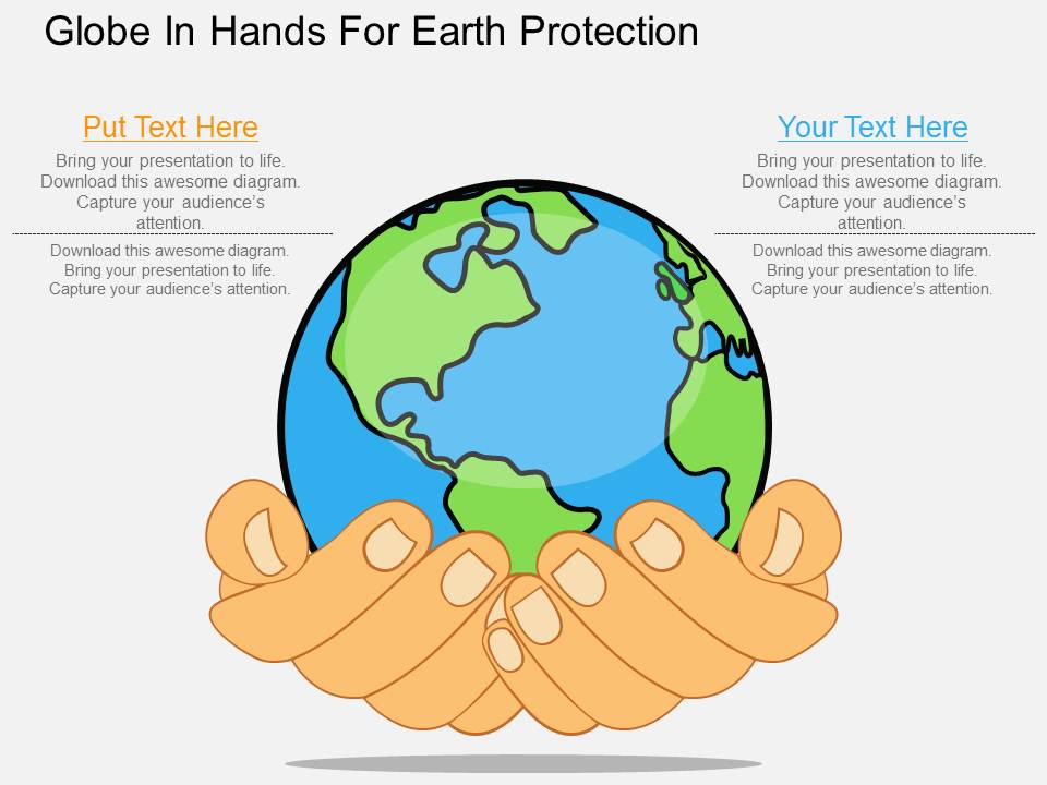 Globe In Hands For Earth Protection Powerpoint Template