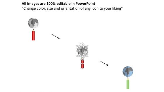 Globe Pencil Infographic For Industry Analysis Powerpoint Template
