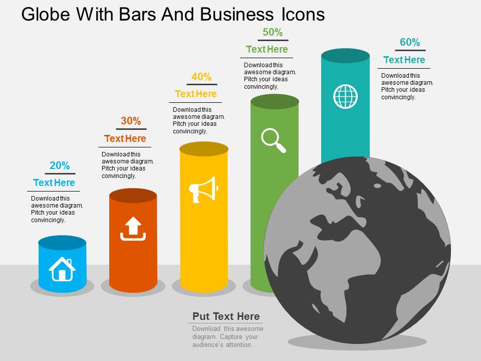 Globe With Bars And Business Icons Powerpoint Templates