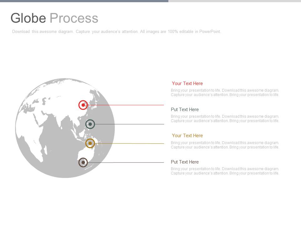 Globe With Four Points For Business Strategy Powerpoint Slides