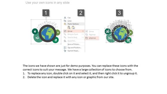 Globe With Nature Icons For Environment Protection Powerpoint Slides