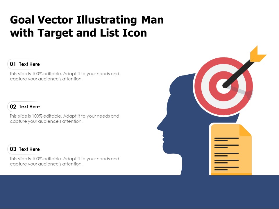 Goal Vector Illustrating Man With Target And List Icon Ppt PowerPoint Presentation File Outline PDF