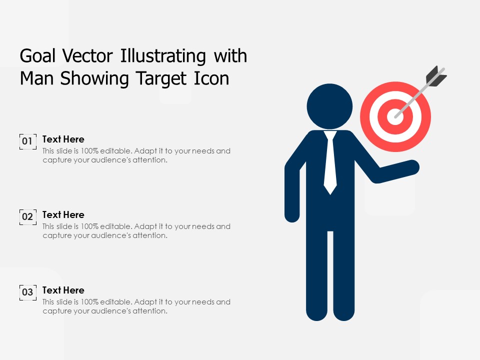 Goal Vector Illustrating With Man Showing Target Icon Ppt PowerPoint Presentation File Portfolio PDF