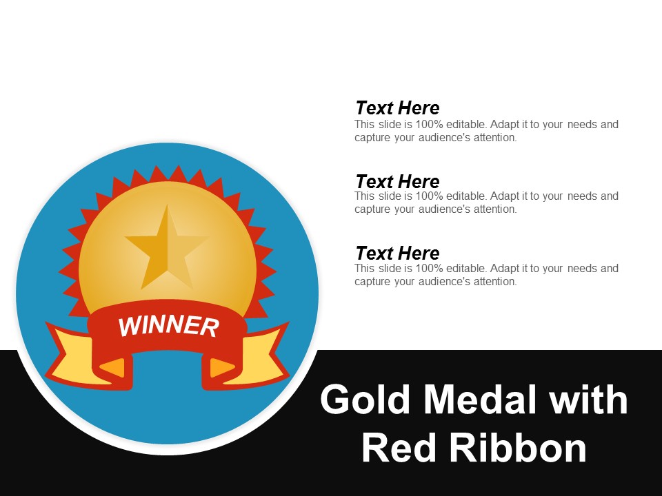 Gold Medal With Red Ribbon Ppt PowerPoint Presentation Visual Aids Infographic Template