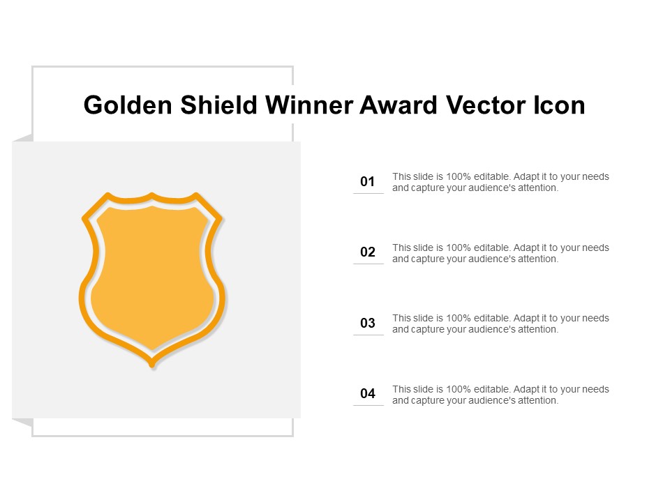 Golden Shield Winner Award Vector Icon Ppt Powerpoint Presentation Portfolio Layout