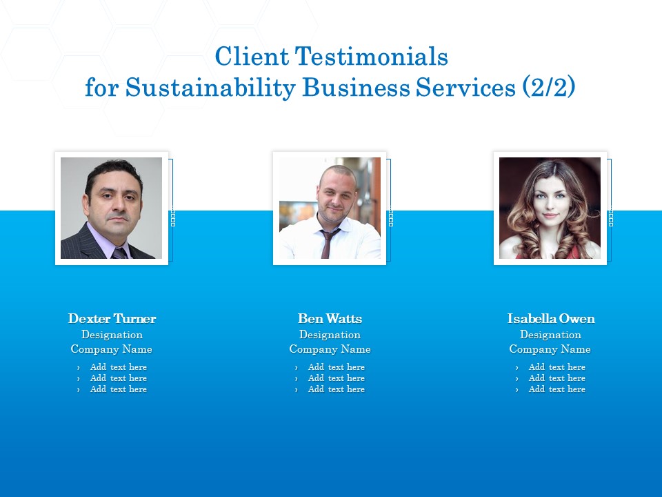 Green Business Client Testimonials For Sustainability Business Services Designation Template PDF