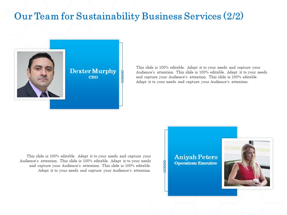 Green Business Our Team For Sustainability Business Services Audience Topics PDF