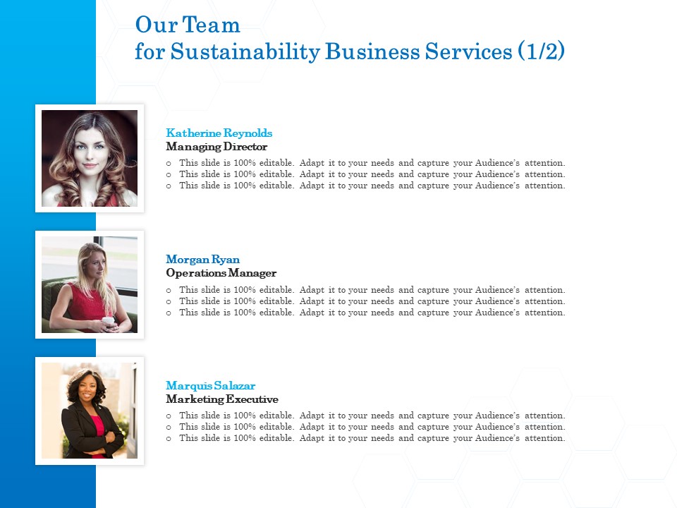 Green Business Our Team For Sustainability Business Services Demonstration PDF