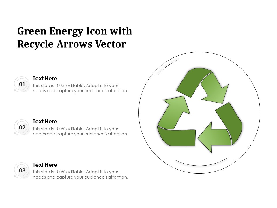 Green Energy Icon With Recycle Arrows Vector Ppt PowerPoint Presentation Gallery Graphics PDF